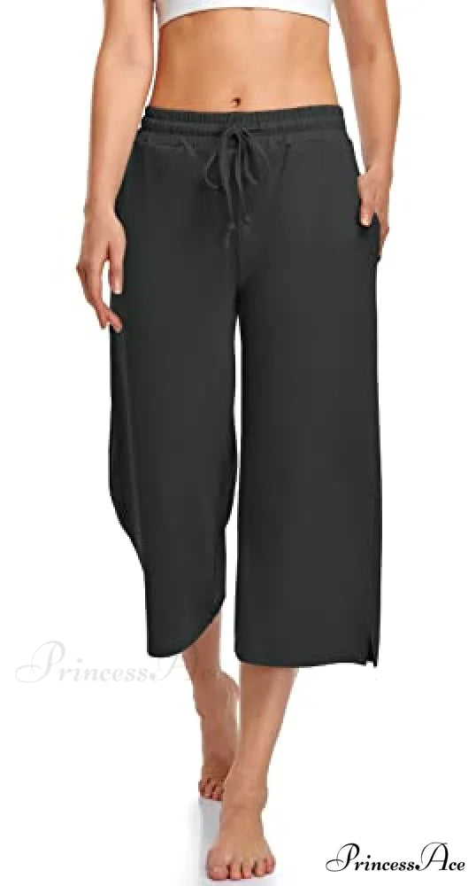 Wide Leg Drawstring Loose Lounge Pajama Capris Sweatpants
