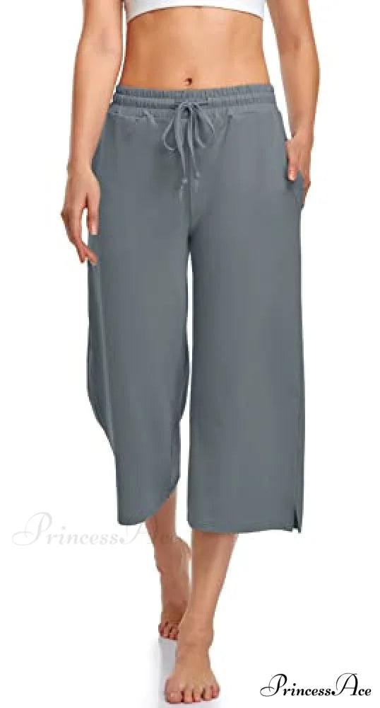 Wide Leg Drawstring Loose Lounge Pajama Capris Sweatpants