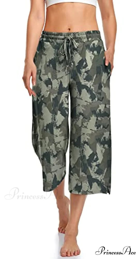 Wide Leg Drawstring Loose Lounge Pajama Capris Sweatpants