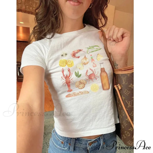 Wild Printed Gothic Crop Top T-shirt white1 / S t-shirt-250223