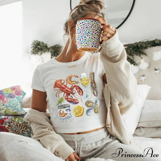 Wild Printed Gothic Crop Top T-shirt white3 / S t-shirt-250223