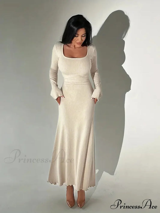 Winter Bodycon Dress with Squared Neckline