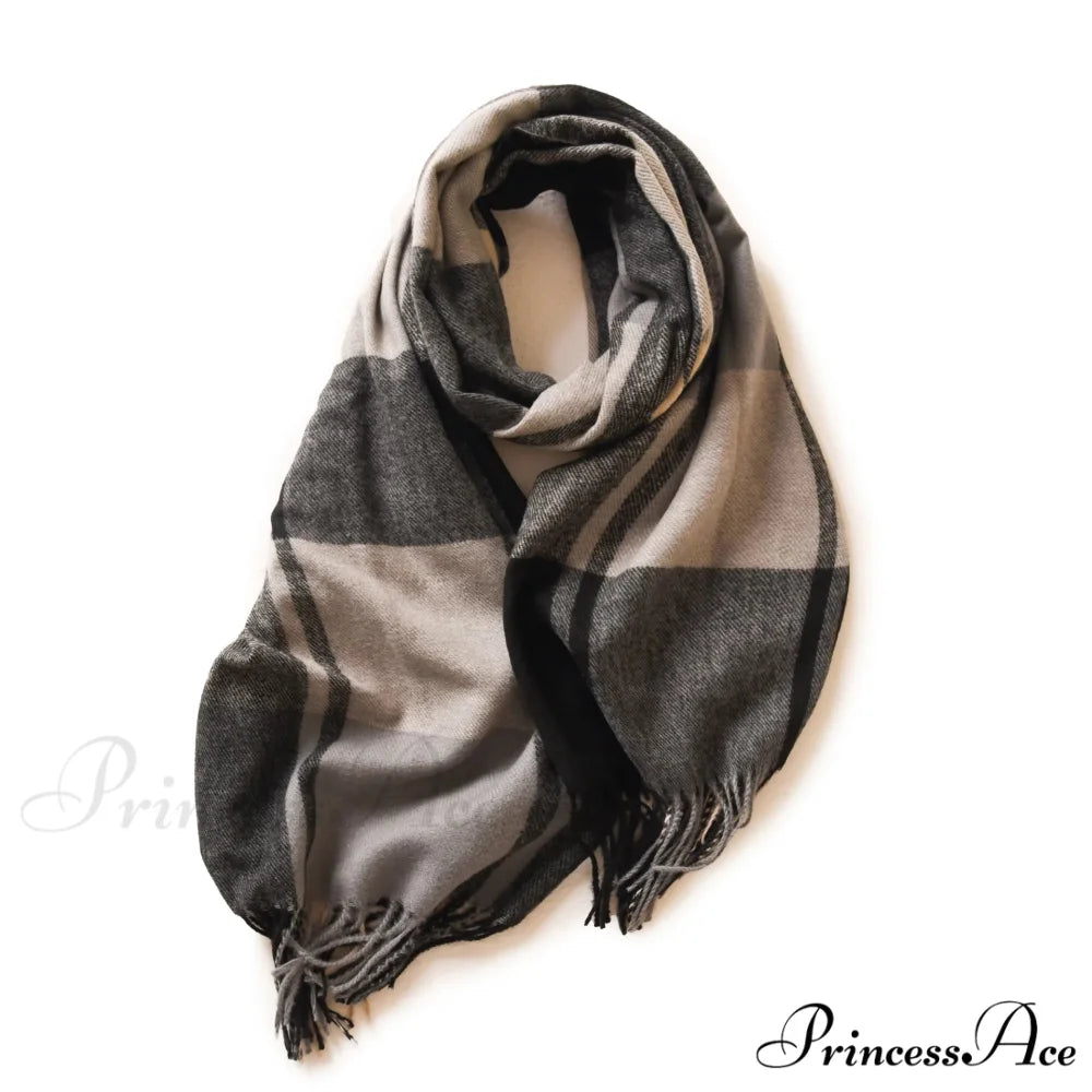 Winter Warm Cashmere Unisex Scarf - Long Windproof and Skin Friendly dark grey