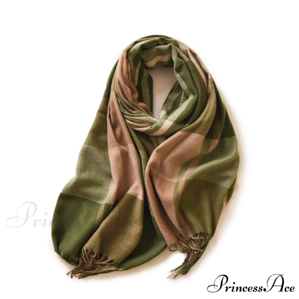 Winter Warm Cashmere Unisex Scarf - Long Windproof and Skin Friendly light grey green