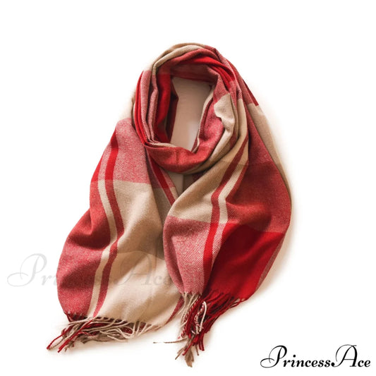 Winter Warm Cashmere Unisex Scarf - Long Windproof and Skin Friendly orange red