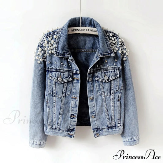 with Detailing New Autumn Women’s Jacket Pearl - Denim Collection