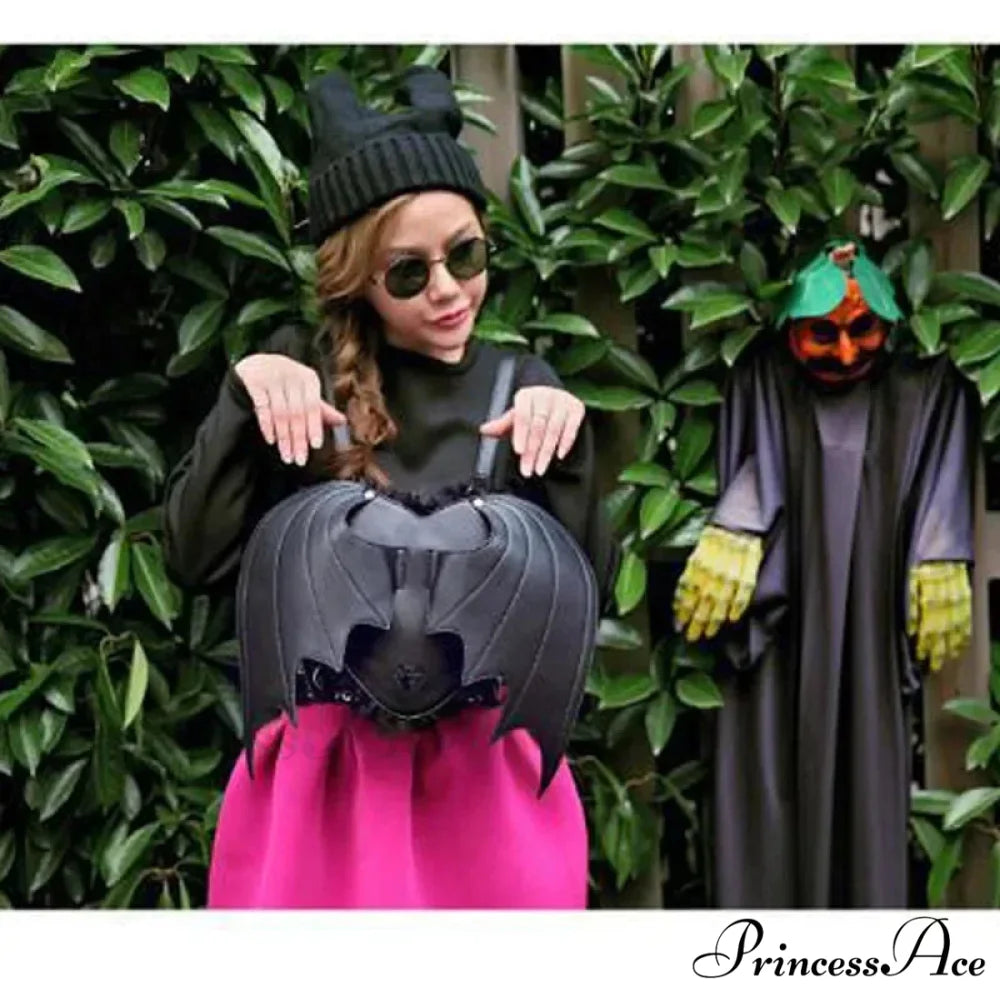 Women Bat Wing Punk Stylish Newest Angel Wings Cute Devil Bag Black / onesize