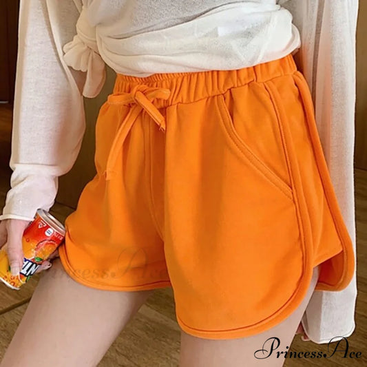 Women Elastic Pocket Shorts orange / S