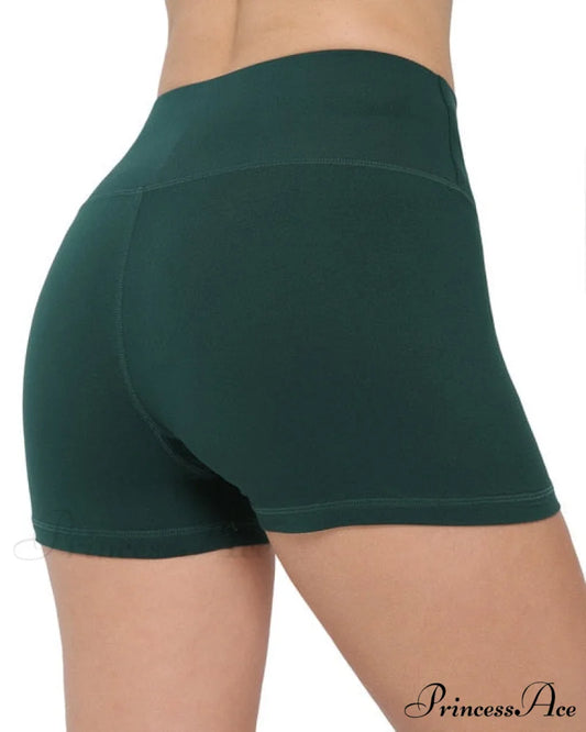 Women High Waist Female Clothing Push Up Short Green / XS