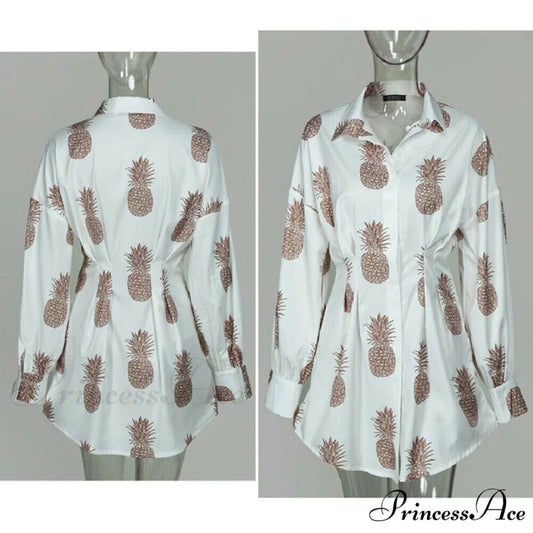 Women Long Sleeve Mini Shirt Dress red / S