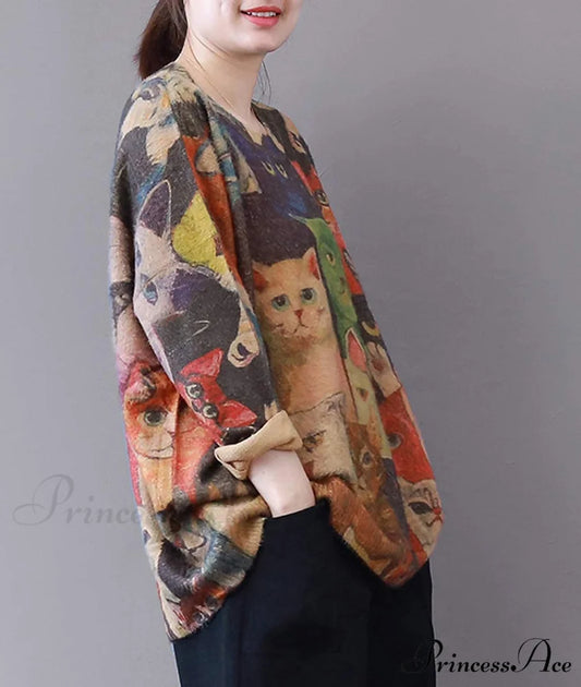 Women Oversized Pullover Casual Loose Long Sleeve Knit Sweater