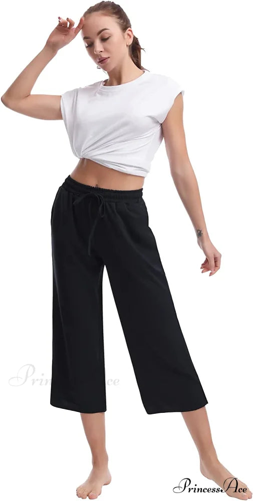 Women Wide Leg Comfy Drawstring Loose Yoga Pants