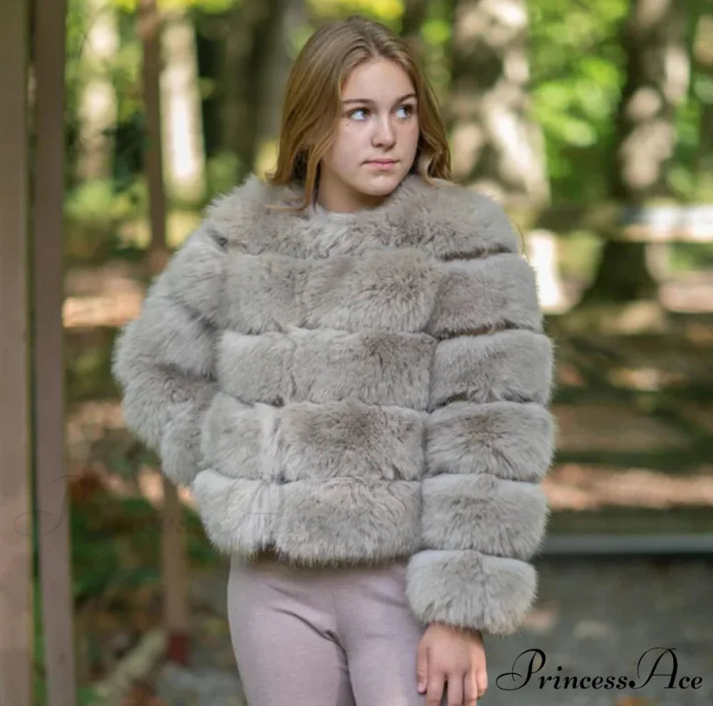 Women’s Fox Fur European Urban Jacket Khaki / S bust 95cm coats-241228