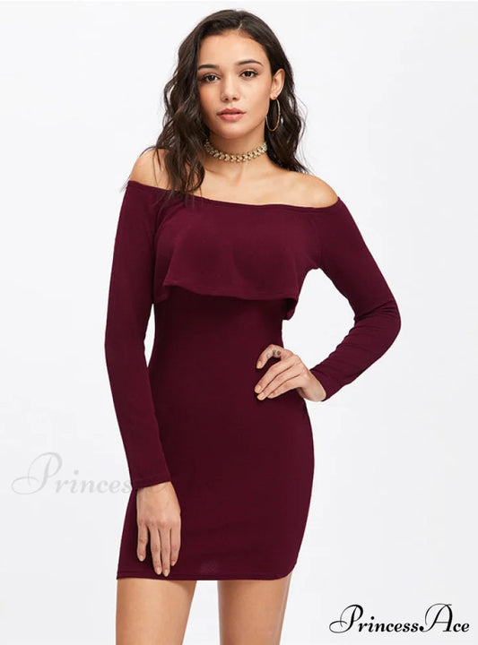 Womens Long Sleeve Mini Dress for Autumn and Winter