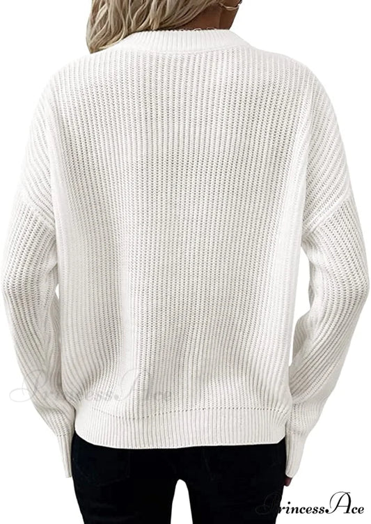 Women’s Loose Button V Neck Long Sleeve Sweater