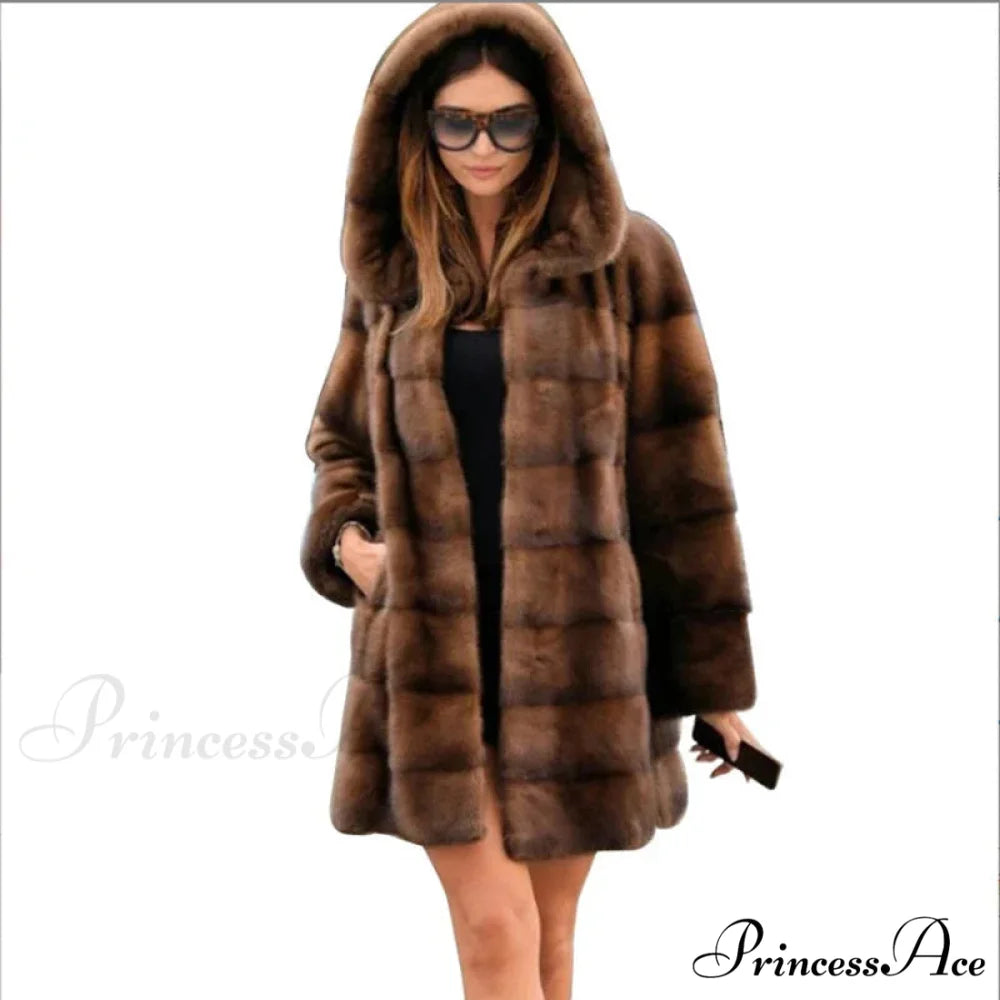 Women’s Mink Hooded Lengthy Coat coats-241228