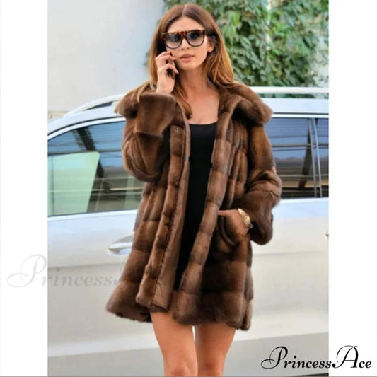 Women’s Mink Hooded Lengthy Coat coats-241228