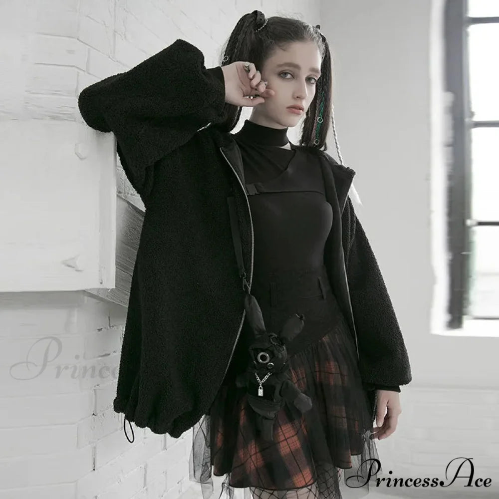 Women’s Style Mesh Stitched Plaid Warm High-waisted Fluffy Daily Thick Personality Mini Skirt