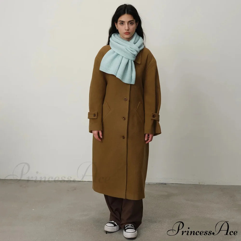 Wool Blend Solid Knitted Minimalist Imitation Cashmere Scarf