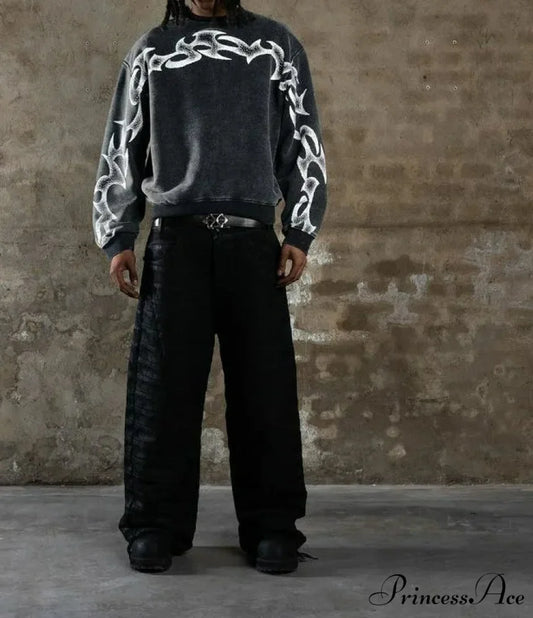 Worried Cotton Gothic Sweatshirt black 1 / S Sweatshirt-241228