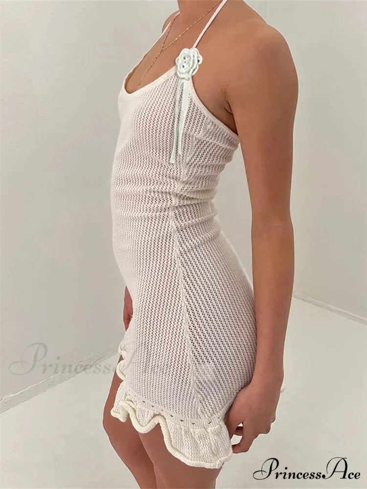 Woven Blossom Frilled Mini Dress minidress-250223