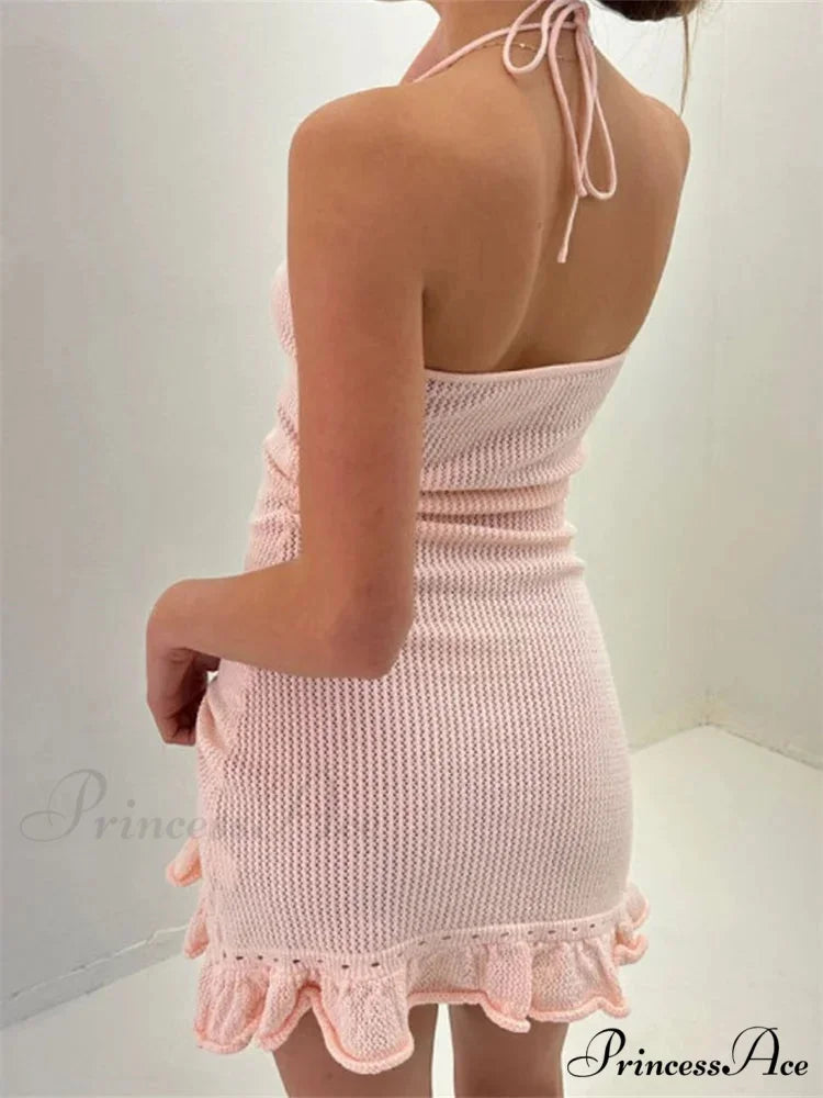 Woven Blossom Frilled Mini Dress minidress-250223