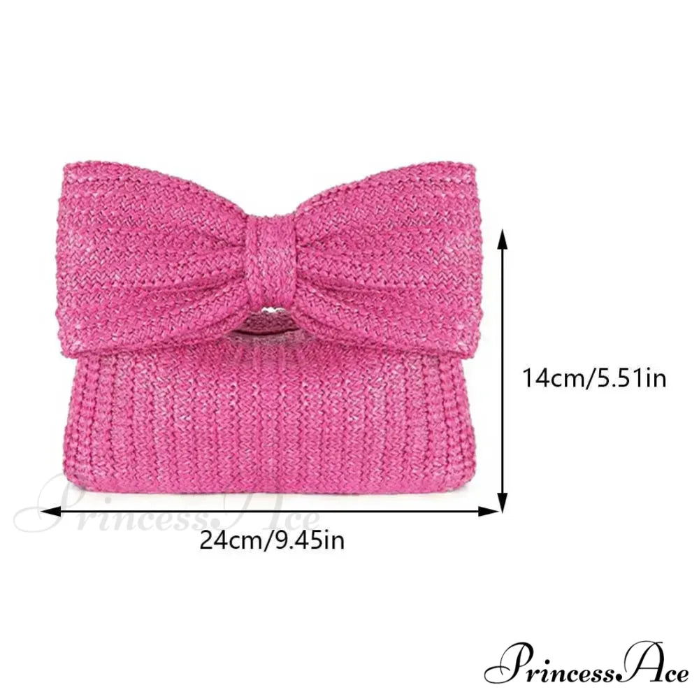 Woven Bow Purse Wristlet Rose Red wristlet-250126