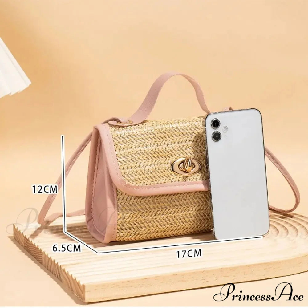 Woven Courier Straw Travel Tote Purse handbag-250126