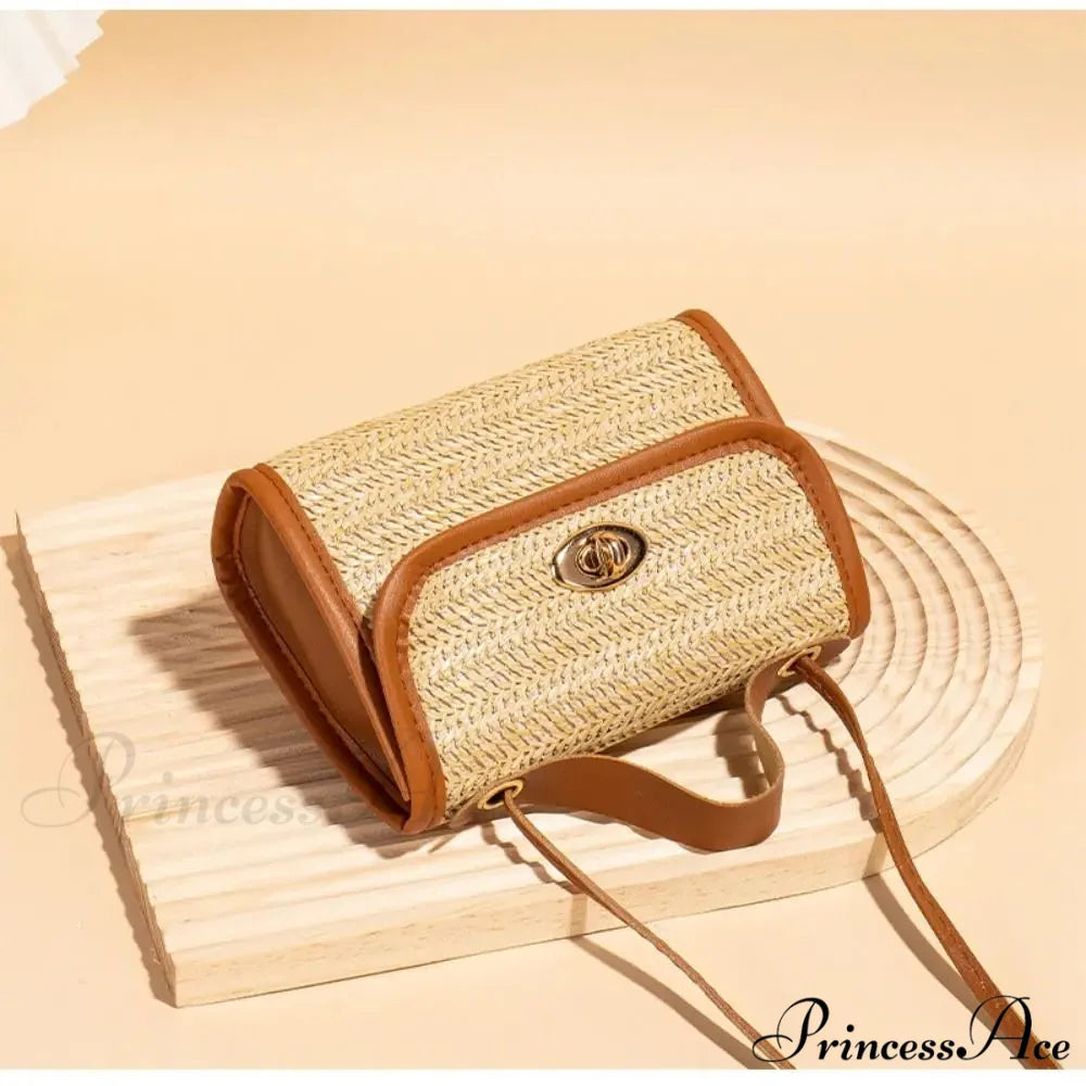 Woven Courier Straw Travel Tote Purse handbag-250126