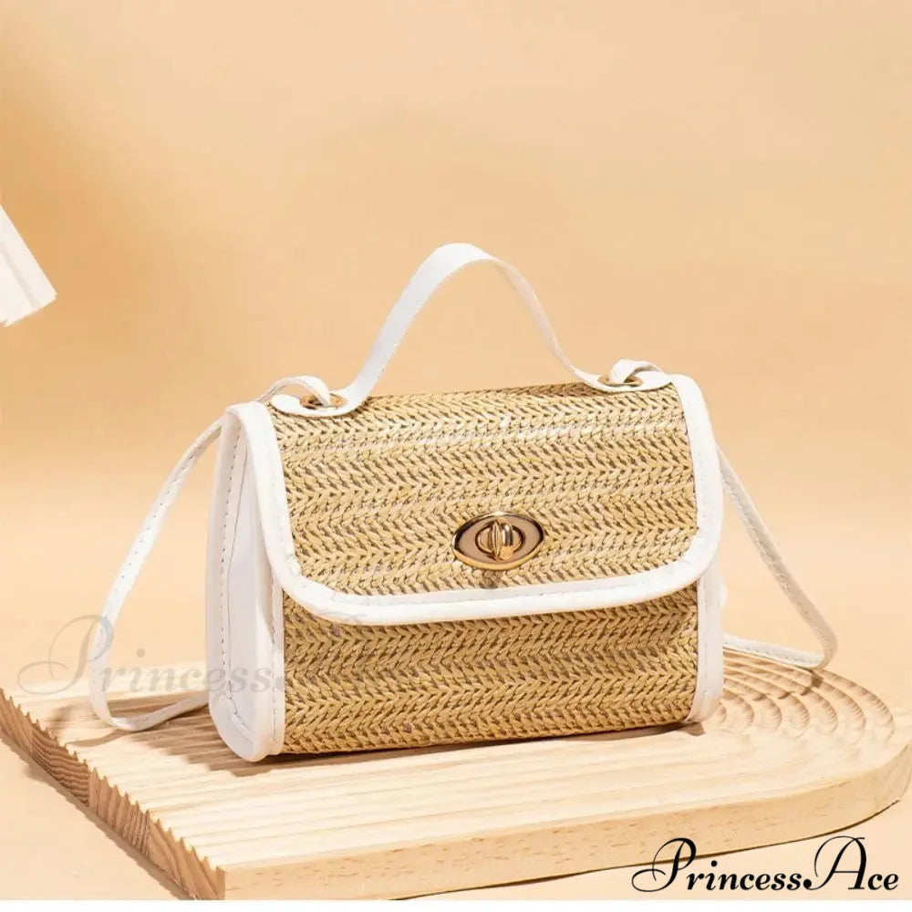 Woven Courier Straw Travel Tote Purse handbag-250126