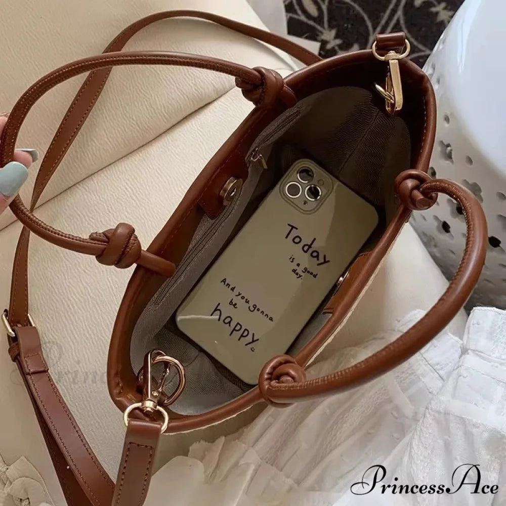 Woven Rattan Summery Crossbody Brown crossbody-250126