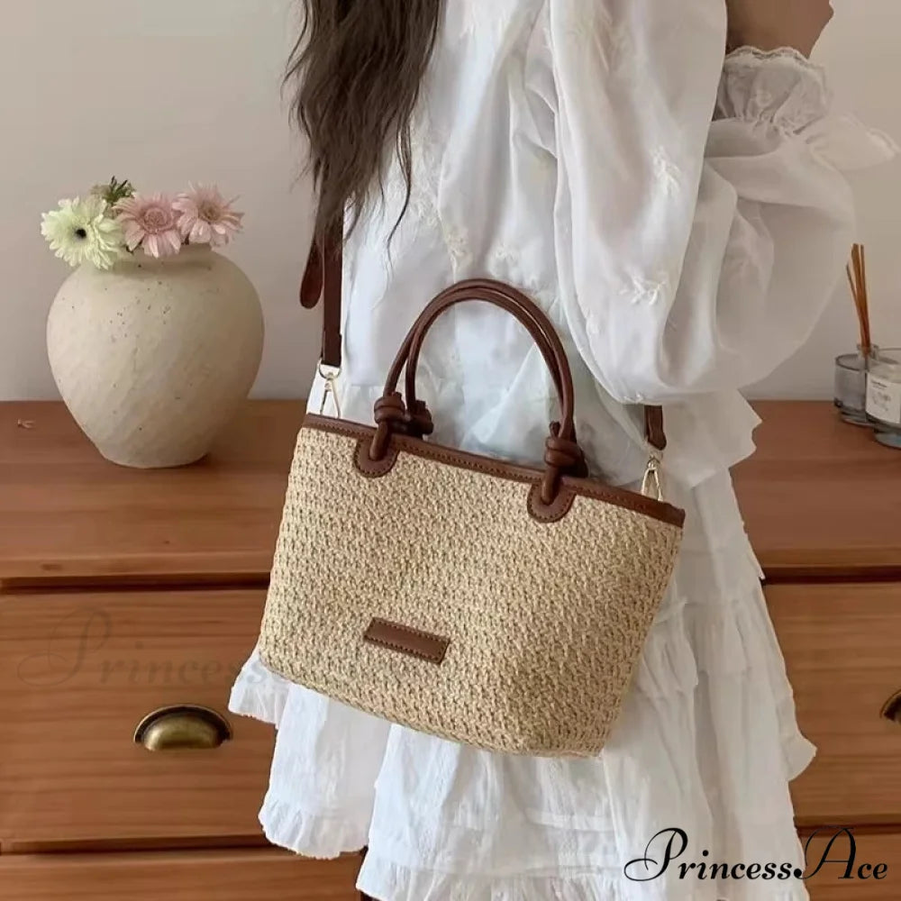 Woven Rattan Summery Crossbody Brown crossbody-250126