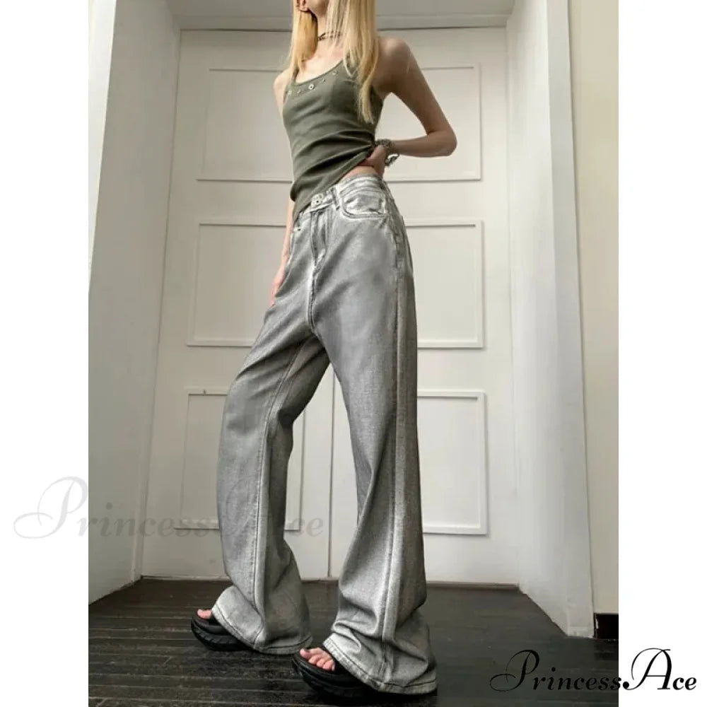 Y2K Antique Baggy Wide Leg Denim Trousers pants-241228