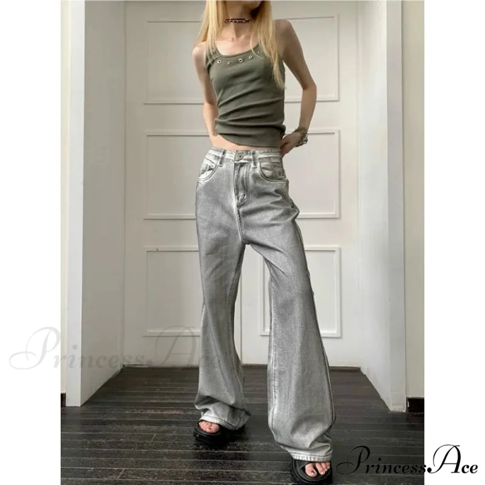 Y2K Antique Baggy Wide Leg Denim Trousers pants-241228