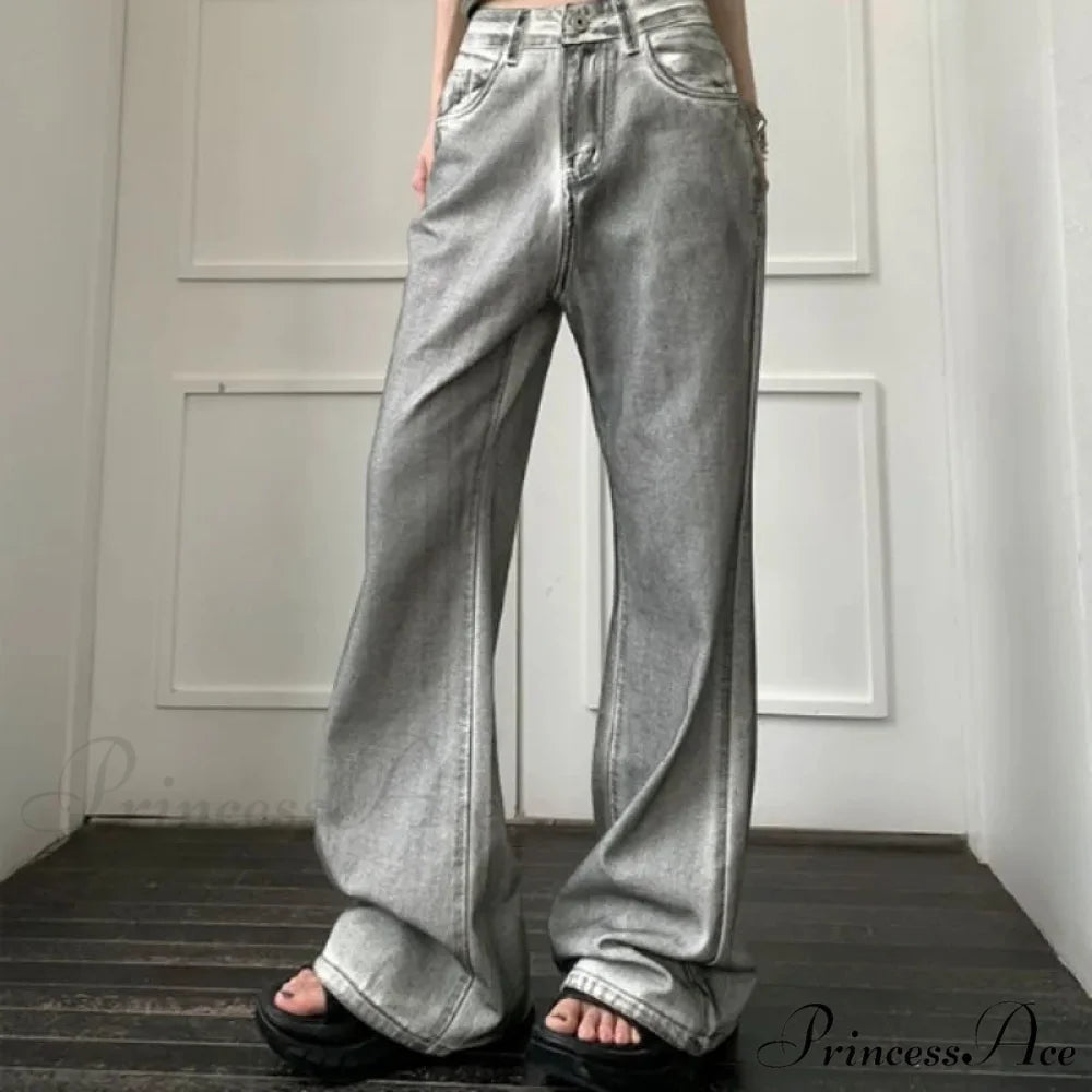 Y2K Antique Baggy Wide Leg Denim Trousers pants-241228