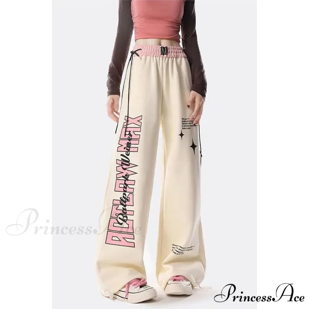 Y2K Correspondence Printed Trousers beige / S pants-241228