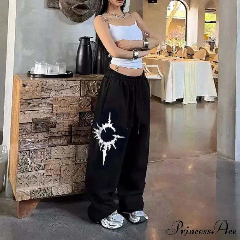 Y2K Dark Baggy Trousers pants-241228