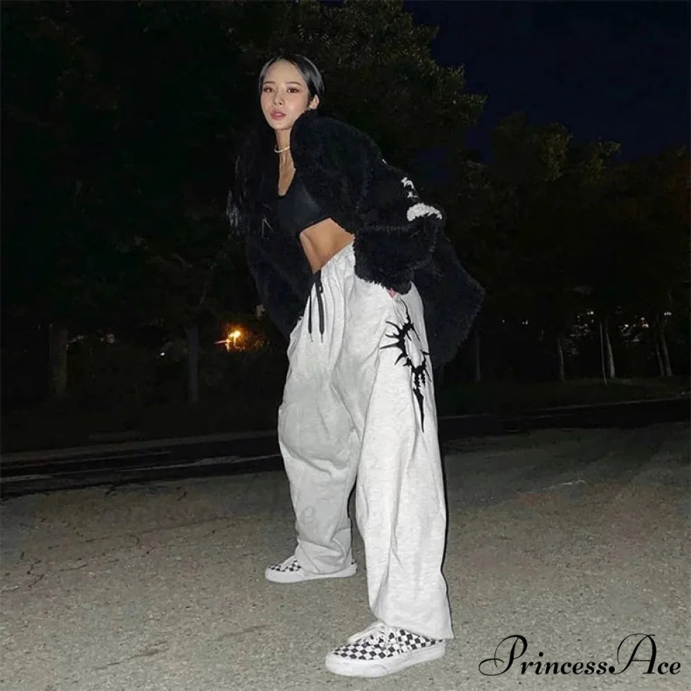 Y2K Dark Baggy Trousers pants-241228
