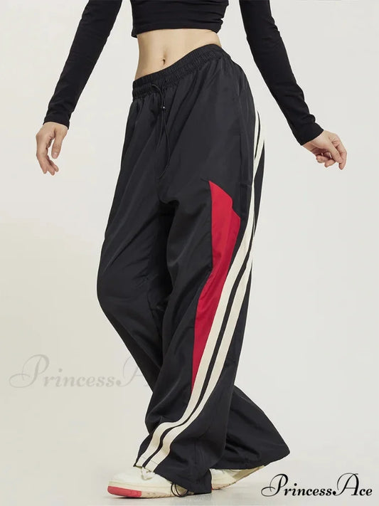 Y2K Dark Large Loose-Fitting Trousers pants-241228