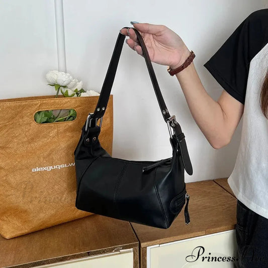 Y2K Fashionable Motorcycle Shoulder Purse SB370-Black shoulder-250126