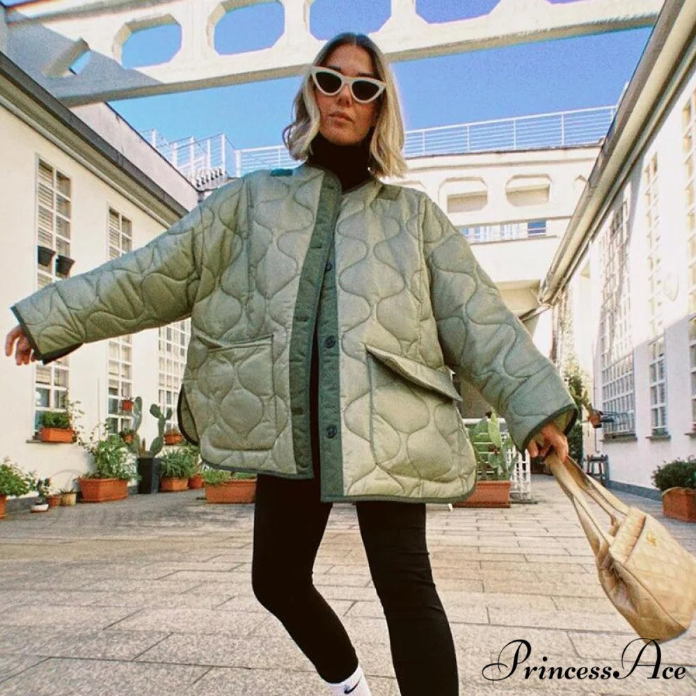 Y2k Green Print Fashion Baseball Jacket 2 / S