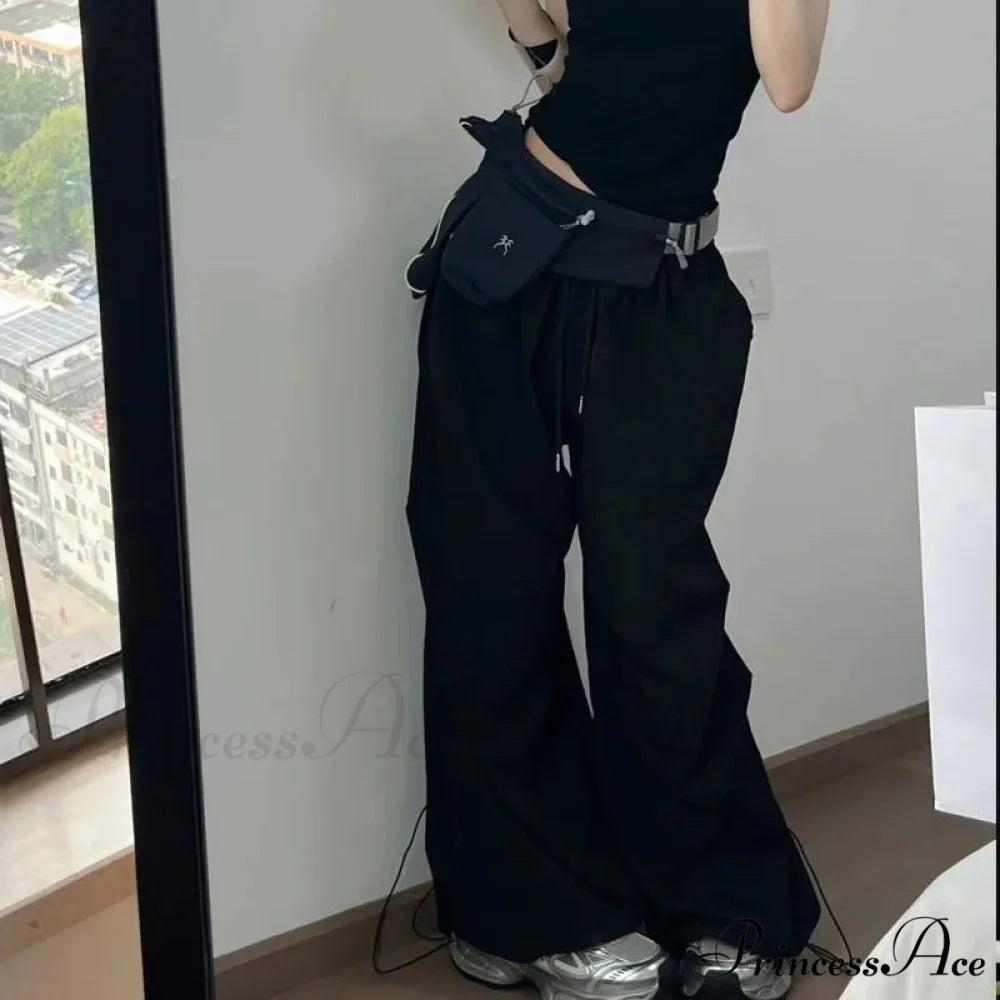 Y2K Grey Parachute Loose Trousers pants-241228