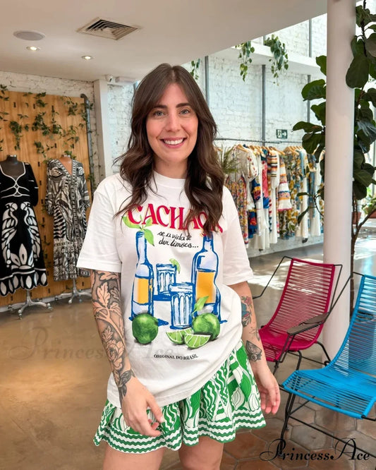 Y2K Informal Wine Bottle Graphic T-shirt t-shirt-250223