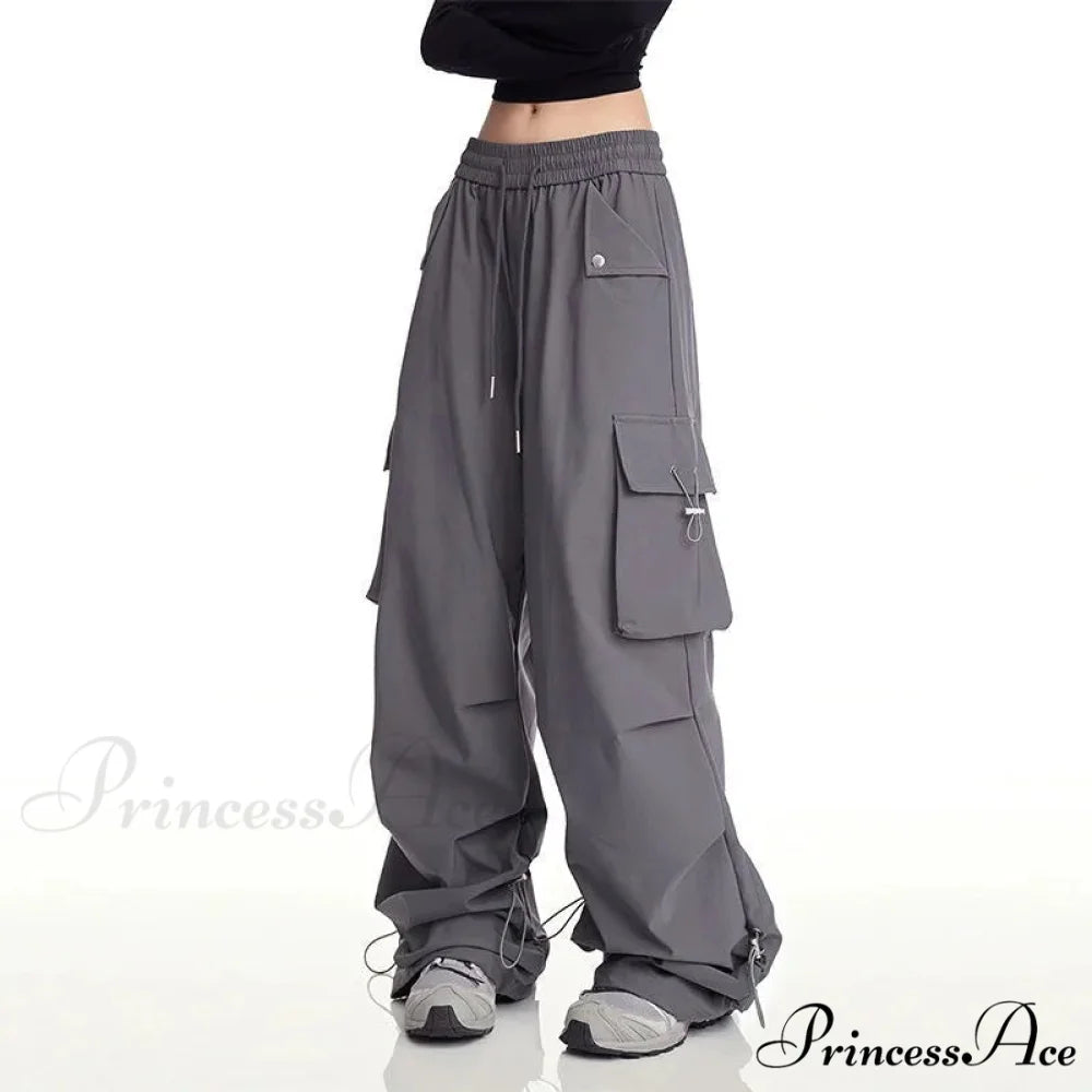 Y2K Ivory Cargo Baggy Trousers pants-241228
