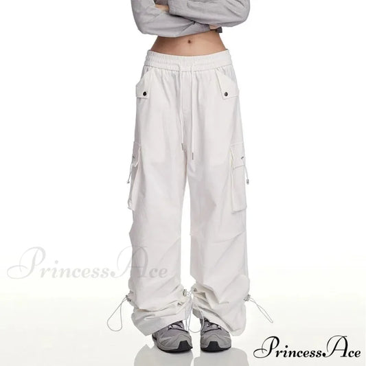 Y2K Ivory Cargo Baggy Trousers pants-241228