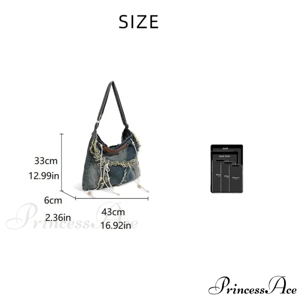 Y2K Korean Harajuku Gothic Aesthetic Vintage Denim Crossbody Messenger Bag