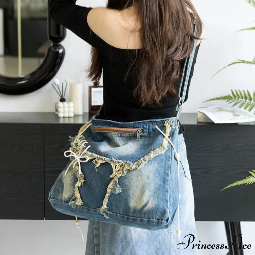 Y2K Korean Harajuku Gothic Aesthetic Vintage Denim Crossbody Messenger Bag