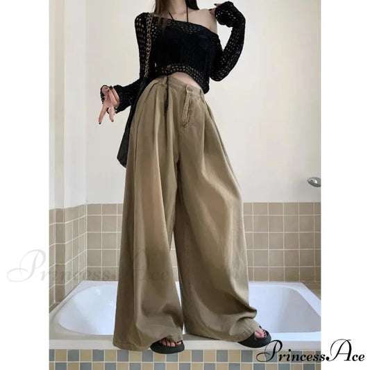 Y2K Large Cargo Loose Women Trousers coffee / S pants-241228