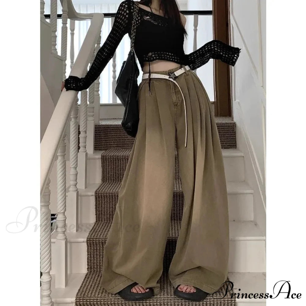 Y2K Large Cargo Loose Women Trousers pants-241228