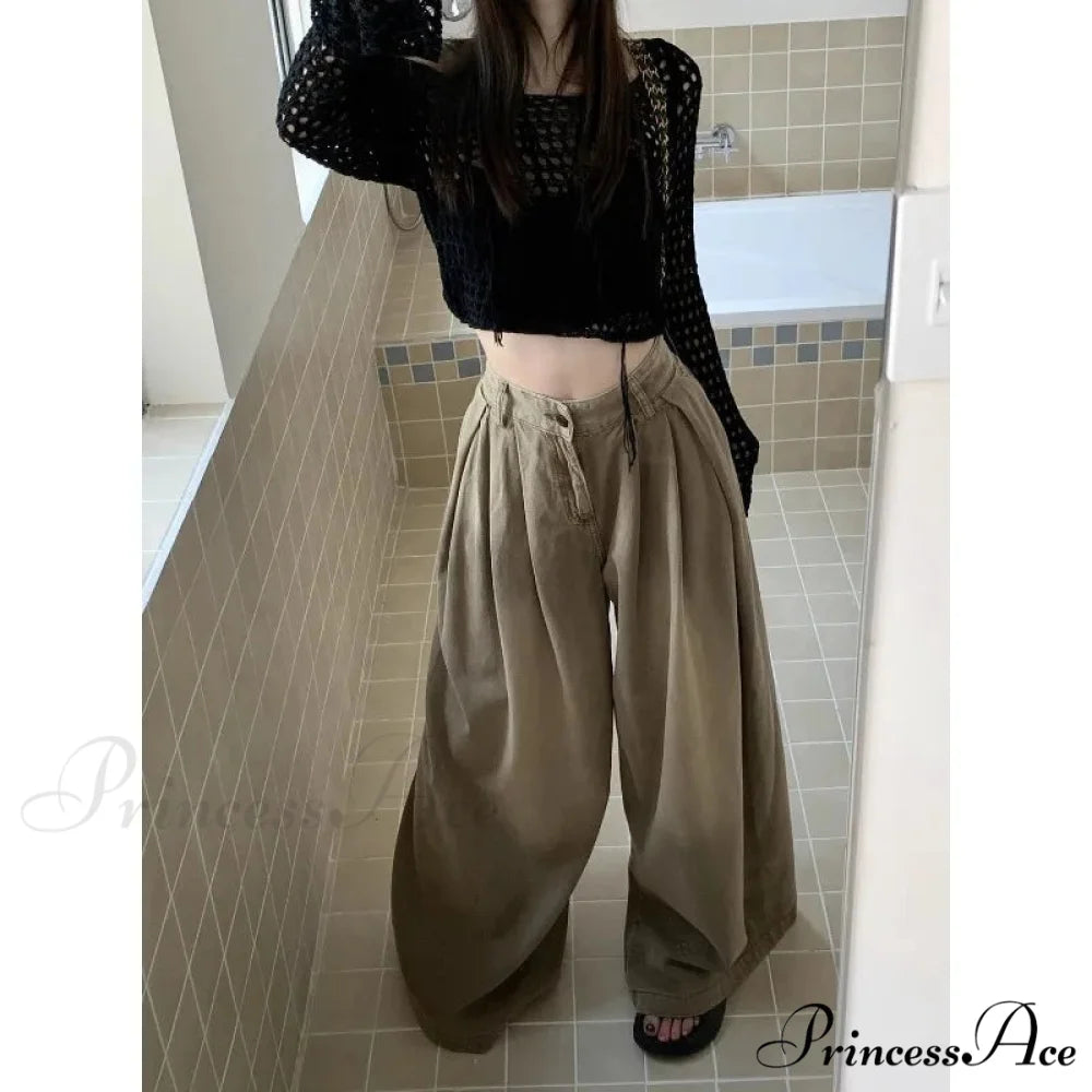 Y2K Large Cargo Loose Women Trousers pants-241228
